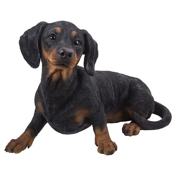 19.5" Black and Brown Crawling Dachsund Outdoor Garden Figurine Hi-Line Gifts