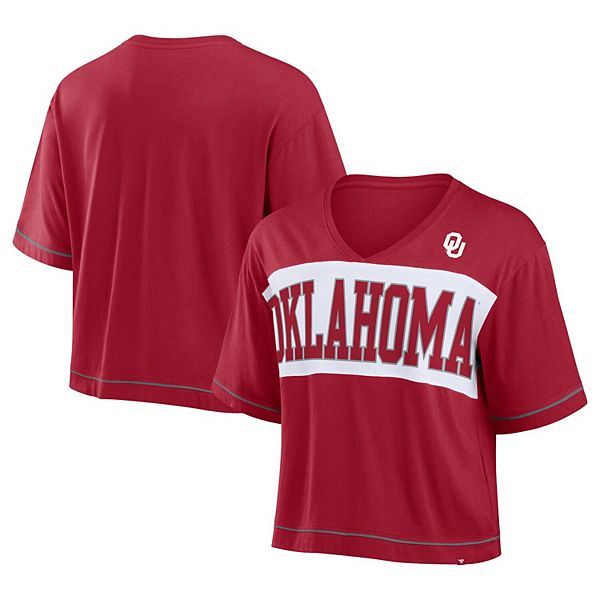 Женская футболка Fanatics Oklahoma Sooners с V-образным вырезом и укороченным подолом Fanatics Brands - White Label