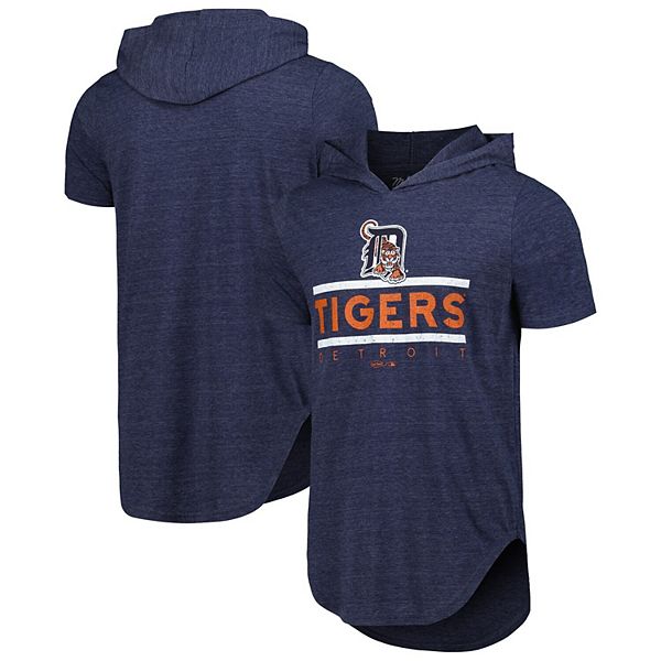 Мужская Футболка Majestic Threads Синяя Detroit Tigers Три-Blend с Капюшоном Majestic Threads