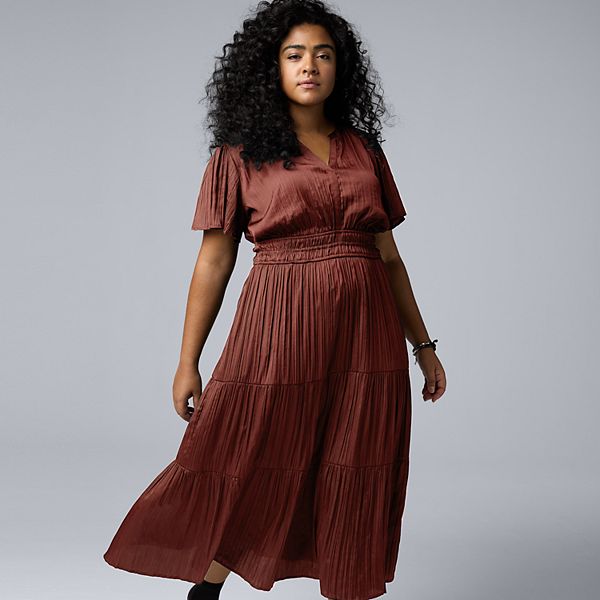 Plus Size Макси-платье Simply Vera Vera Wang с гофрированной отделкой и оборками Simply Vera Vera Wang