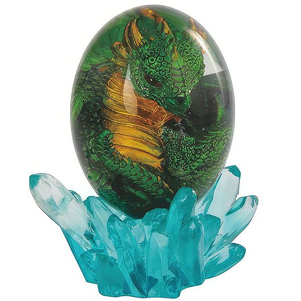 Fc Design 5"h Green Dragon In Arcylic Egg With Faux Crystal Figurine Statue Home Room Decor F.C Design