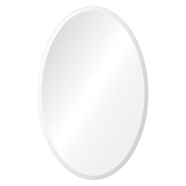 28" Silver Glass Unframed Beveled Oval Wall Mirror Signature Home Collection