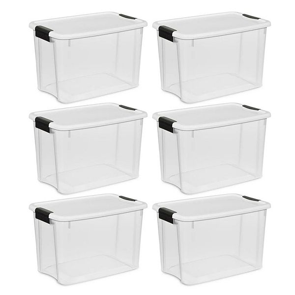 6-piece 30qt Plastic Stackable Storage Bin With Latch Lid Sterilite