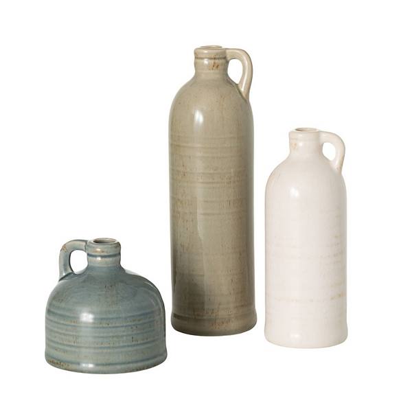 Sullivan's Weathered Neutral Jug Vases Table Decor 3 pc Set Sullivan's