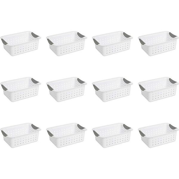 12-piece White Small Basket Plastic Storage Organizer Sterilite