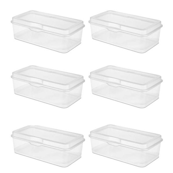 6-piece Plastic Stacking Fliptop Latching Storage Box Sterilite