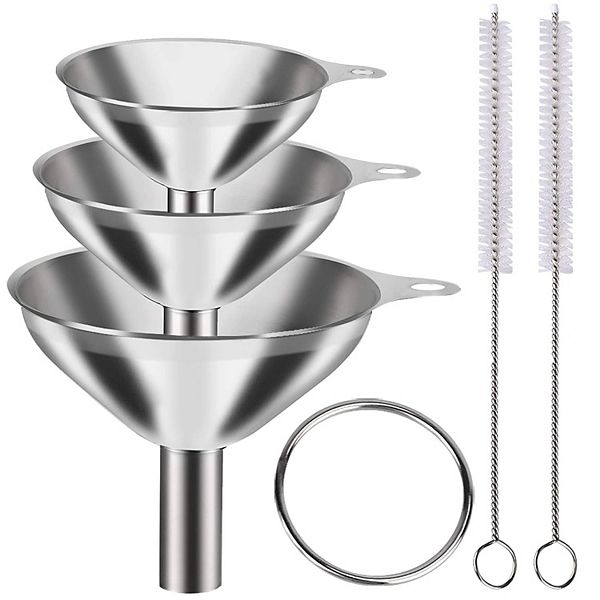 3-Piece Stainless Steel Kitchen Funnel Set With 2 Brush Stock Preferred