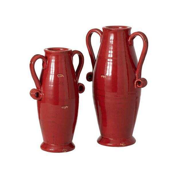 Sullivan's 2-pc. Red Glazed Handled Urn Floor Decor Set Sullivan's