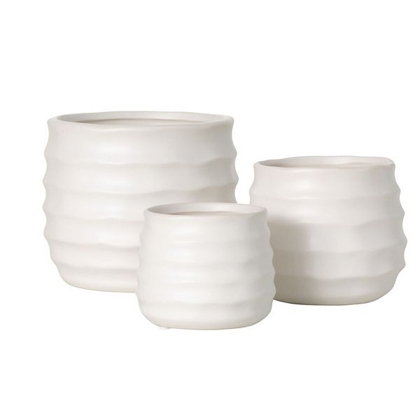 Sullivan's 3-pc. Matte Ivory Ribbed Round Pots Table Decor Set Sullivan's