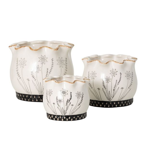 Sullivan's 3-pc. Scalloped Floral Planter Table Decor Set Sullivan's