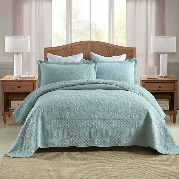 Marcielo 3 Piece 100% Cotton Oversized Bedspread Lightweight Quilt Set MarCielo