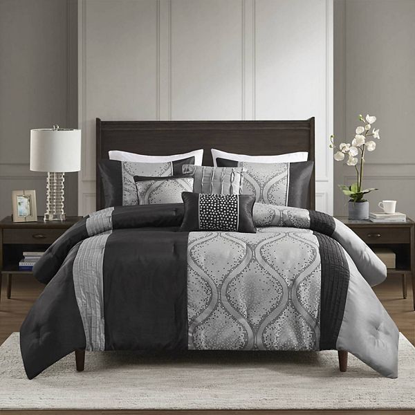 Madison Park Monroe 6-Piece Jacquard Comforter Set with Throw Pillows Madison Park