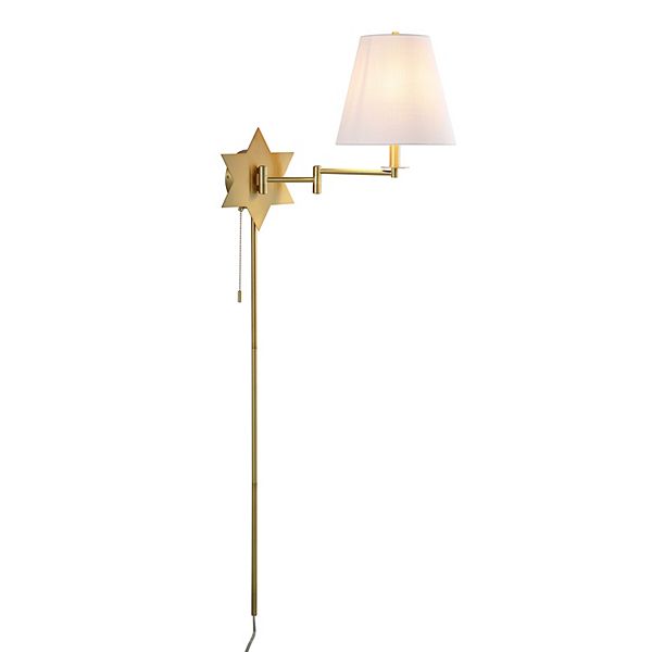 18.5" 1-light Swing Arm Plug-in Or Hardwired Iron Led Star Wall Sconce, Pull-chain, Usb Port Jonathan Y Designs