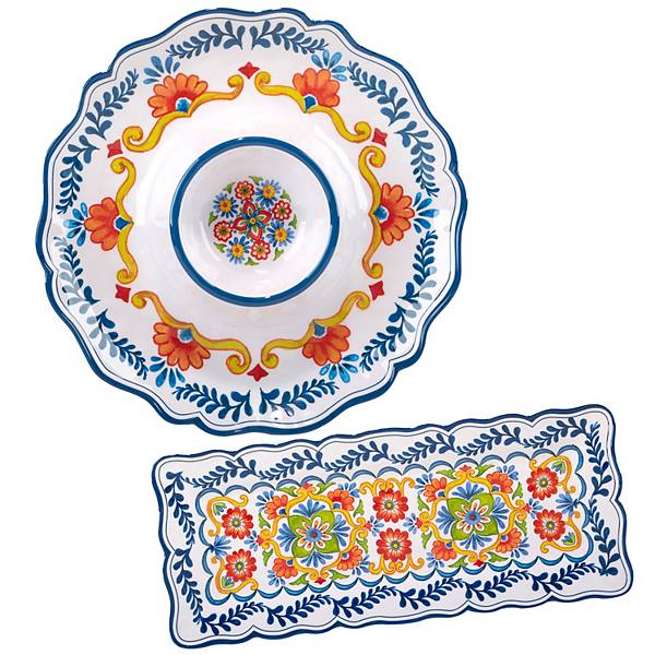 Certified International Flores 2-Piece Appetizer Serving Plates Set Certified International