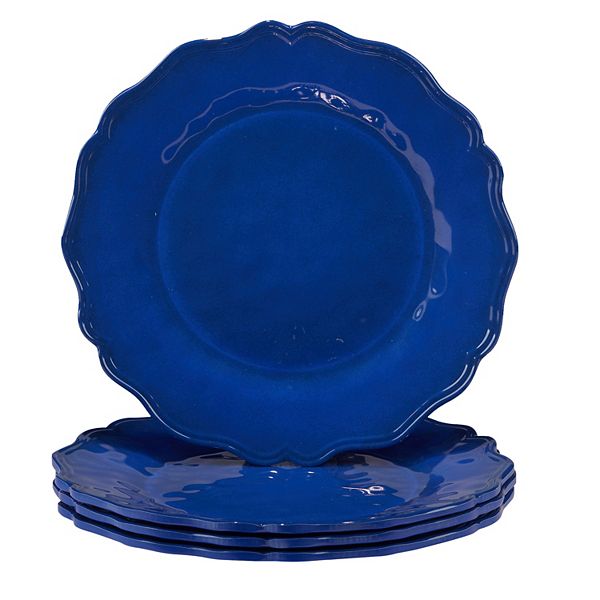 Certified International 4-Piece Blue Indigo Crackle Salad Plate Set Certified International