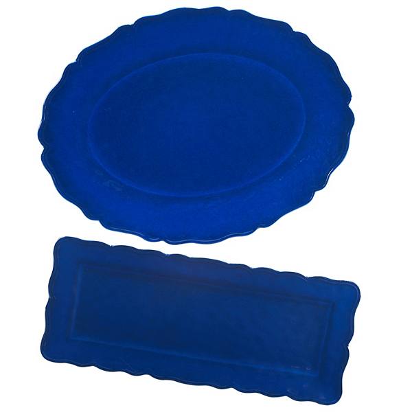 Certified International 2-Piece Blue Indigo Platter Set Certified International