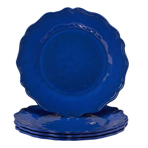 Certified International 4-Piece Blue Indigo Crackle Dinner Plate Set Certified International