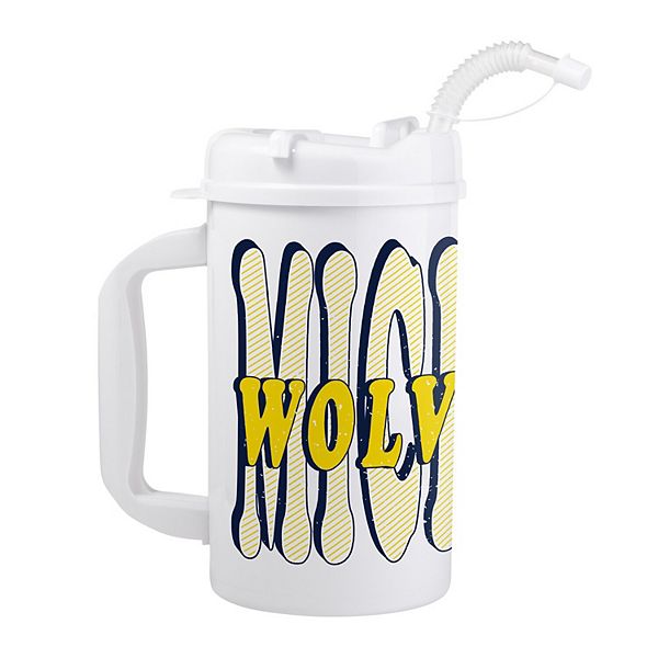 Пластиковый термос Michigan Wolverines 33oz с гибкой трубочкой, без BPA Logo Brand