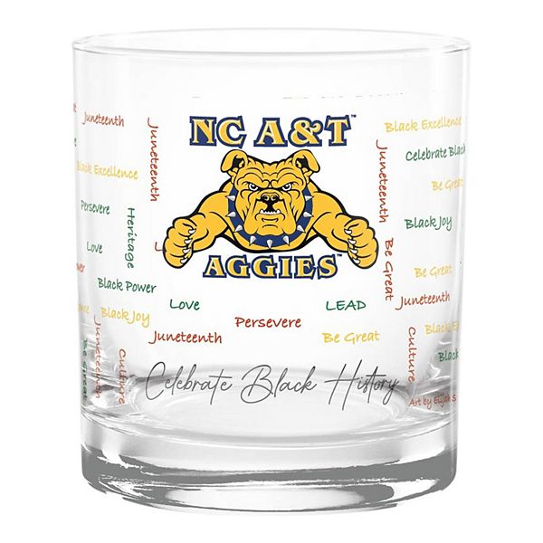 North Carolina A&T Aggies 14oz. Black History Month Rocks Glass Indigo Falls