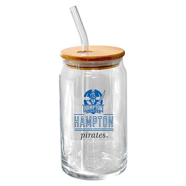 The Memory Company Hampton Pirates 16oz. Classic Crew Beer Glass with Bamboo Lid The Memory Company