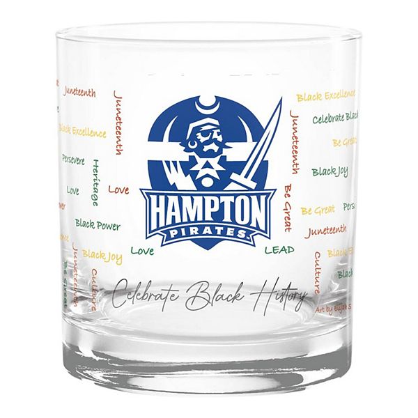 Hampton Pirates 14oz. Black History Month Rocks Glass Indigo Falls