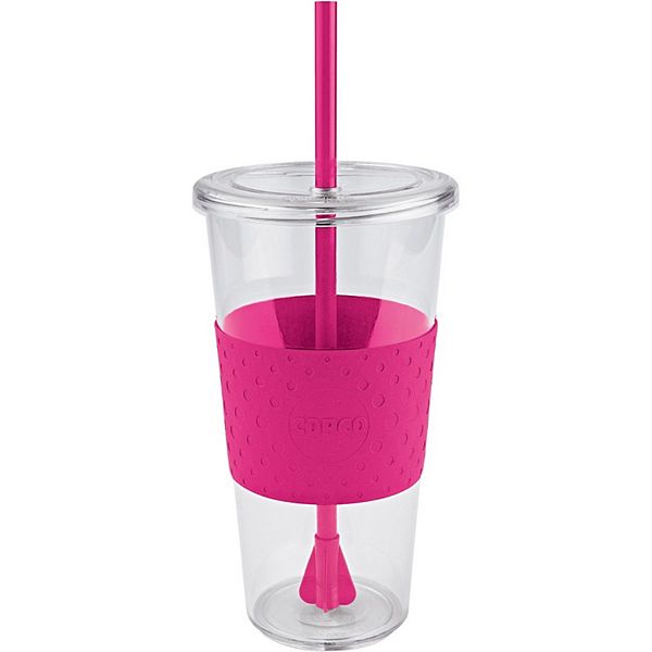 Copco Sierra 24 Ounce Iced Beverage Tumbler Cup w/ Straw & Spill Resistant Lid, BPA-Free - Hot Pink Copco