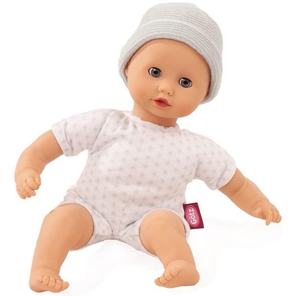 Gotz Muffin to Dress 13" Soft Body Baby Doll with Blue Sleeping Eyes and Grey Cap Gotz