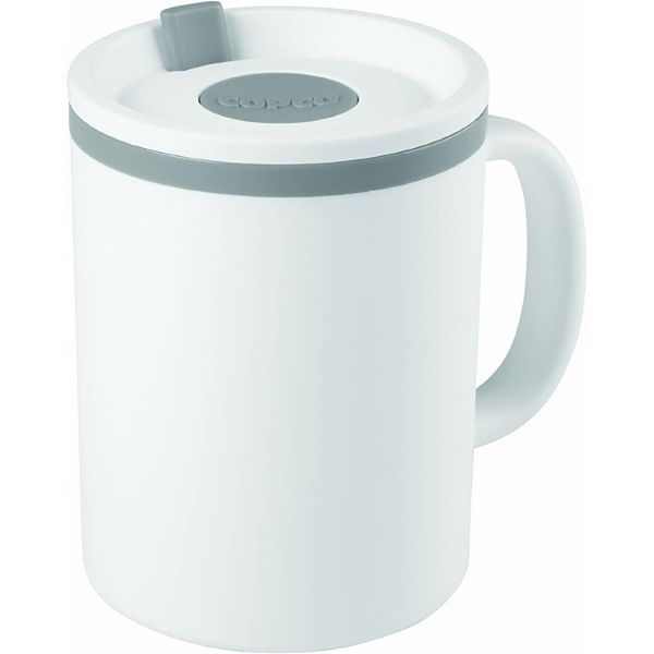 Copco Iconic Double Wall Insulated Travel Desk Mug With Lid Handle, 16 Ounce Gray - White/gray Copco