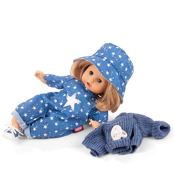 Gotz Muffin - My Star - 13" Soft-Body Baby Doll, Blue Bucket Hat & Cardigan, Sleepy Brown Eyes Gotz