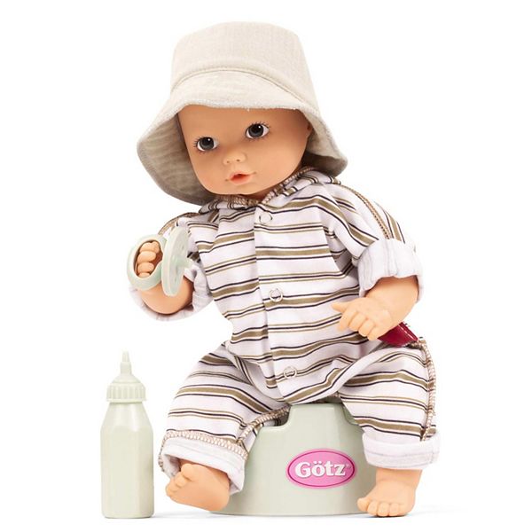 Gotz Aquini Potty Baby Doll 13" Drink & Wet Waterproof Doll, Potty Seat, Bottle & Pacifier Gotz