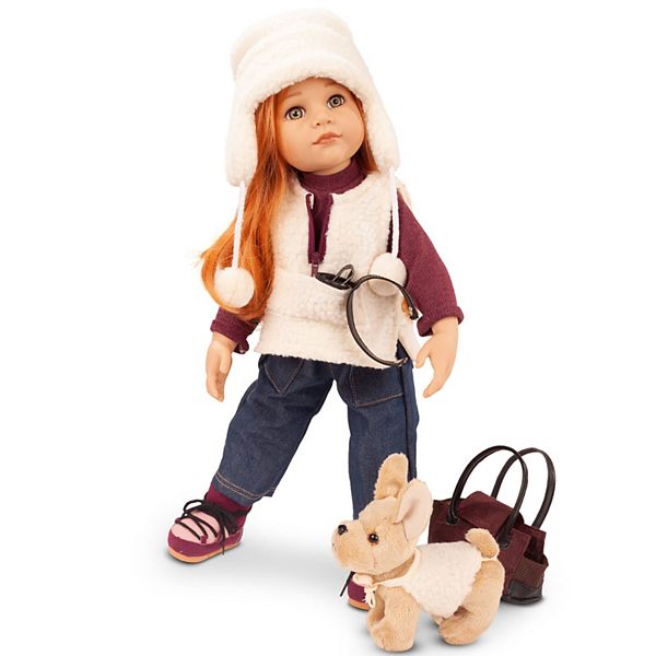 Gotz Hannah and her Dog 19" Multi-Jointed Standing Baby Doll and Accessories Gotz