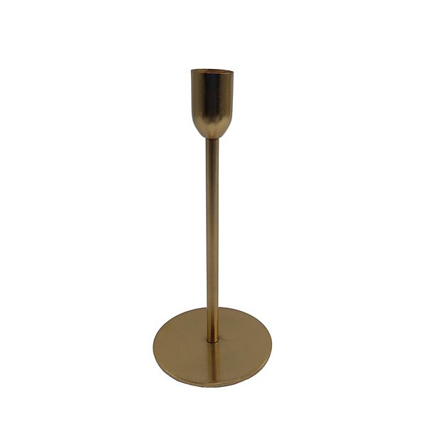 Brass-Tone Modern Taper Pillar Candle Holder Unbranded