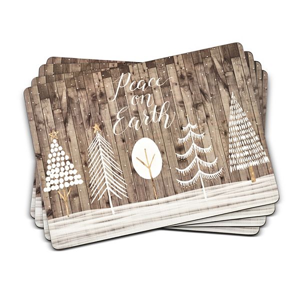 Pimpernel Wooden White Christmas Placemats, Set Of 4 Pimpernel