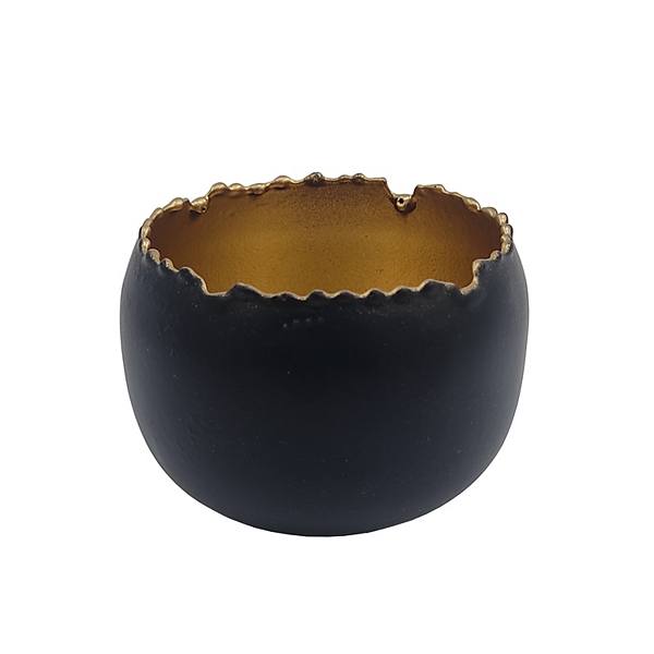 Scallop Edged Matte & Gold-Tone Round Tealight Candle Holder Unbranded