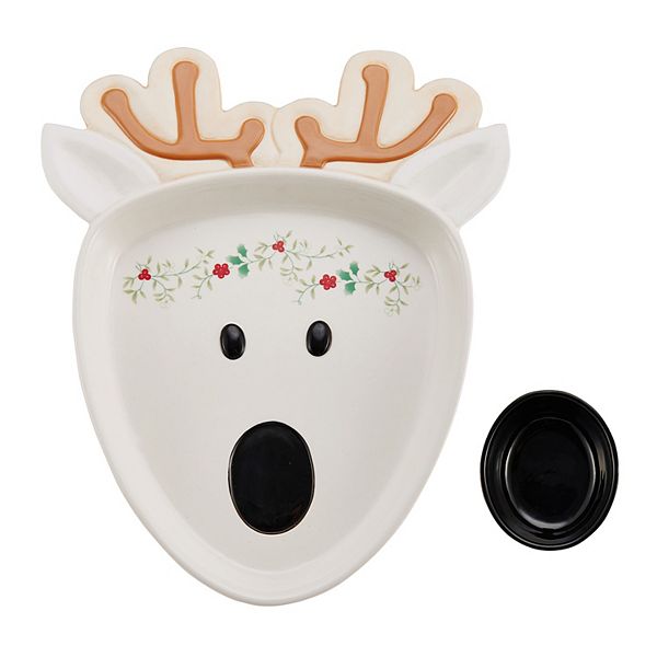 Pfaltzgraff Winterberry Reindeer Chip And Dip Set Pfaltzgraff