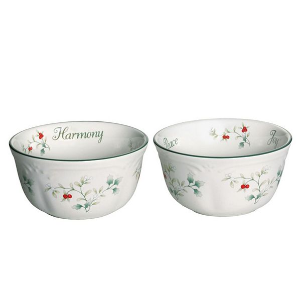 Pfaltzgraff Winterberry Sentiment Dessert Bowls Set of 2 Pfaltzgraff