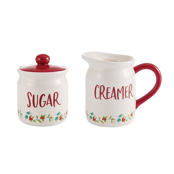 Pfaltzgraff Winterberry Red Accent Sugar and Creamer Set Pfaltzgraff