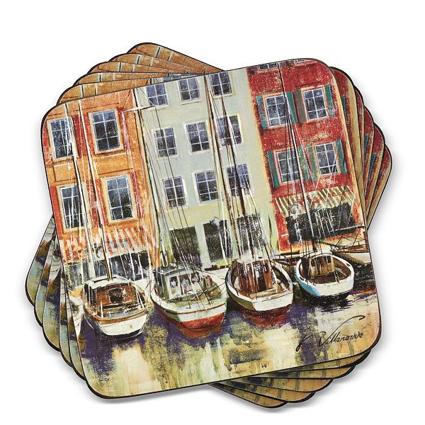 Pimpernel Boat Scene Coasters, Set Of 6 Pimpernel