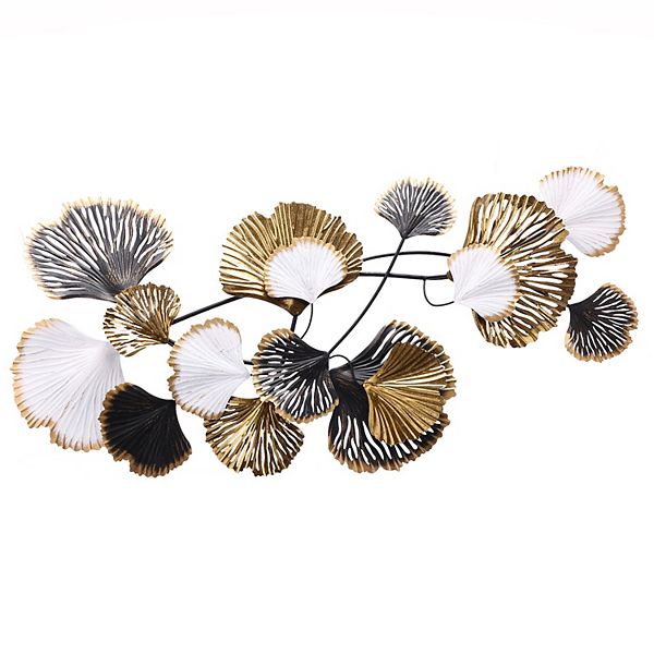 LuxenHome White, Black, And Gold Metal Ginkgo Leaves Modern Wall Decor Luxen Home