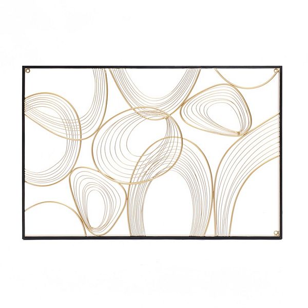 LuxenHome Gold And Black Metal Abstract Rectangular Wall Decor Luxen Home