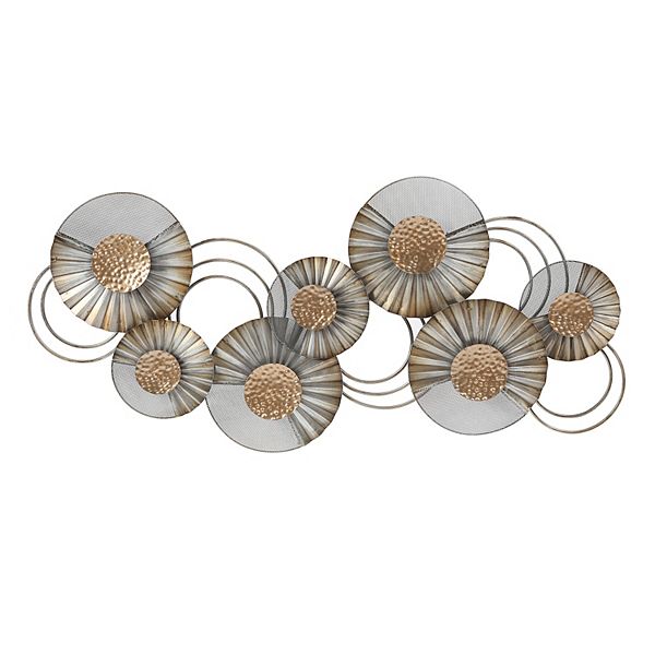 LuxenHome 47" W Distressed Metal Modern Flower Wall Decor Luxen Home