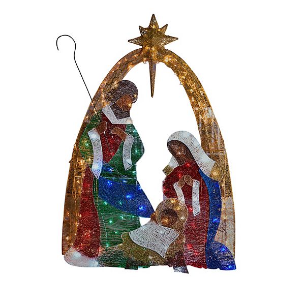 BrylaneHome 72 Crystal Fabric Multi-Colored Nativity Scene BrylaneHome