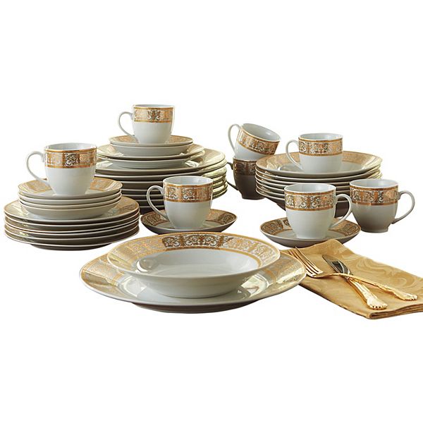 Brylanehome Medici 40-pc. Golden Porcelain Dinnerware Set BrylaneHome