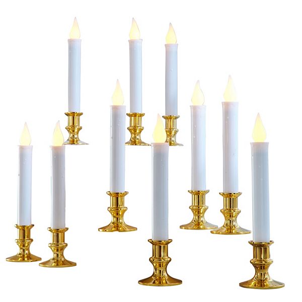 Brylanehome Set Of 10 Taper Led Candles With Remote BrylaneHome