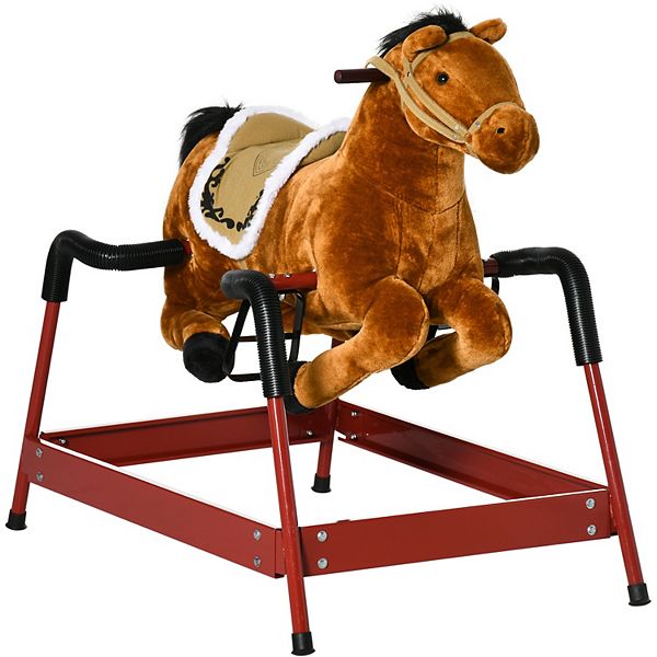 Soft Plush Horse Ride-on With Soft Feel, Imaginative Interactive Toy For Kids Qaba