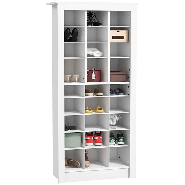 Homcom Shoe Cabinet With Adjustable Shelves For 27 Pairs Of Shoes, White HomCom