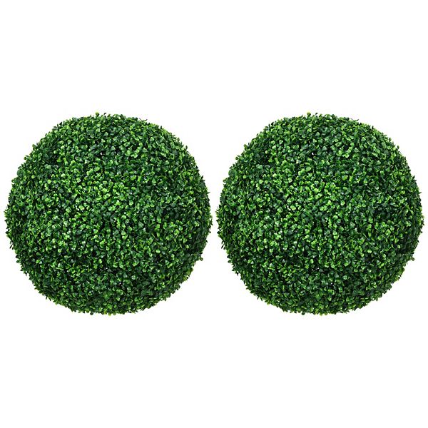 Homcom 2 Pack Artificial Tree Boxwood Topiary Balls, 19.75 Inch HomCom