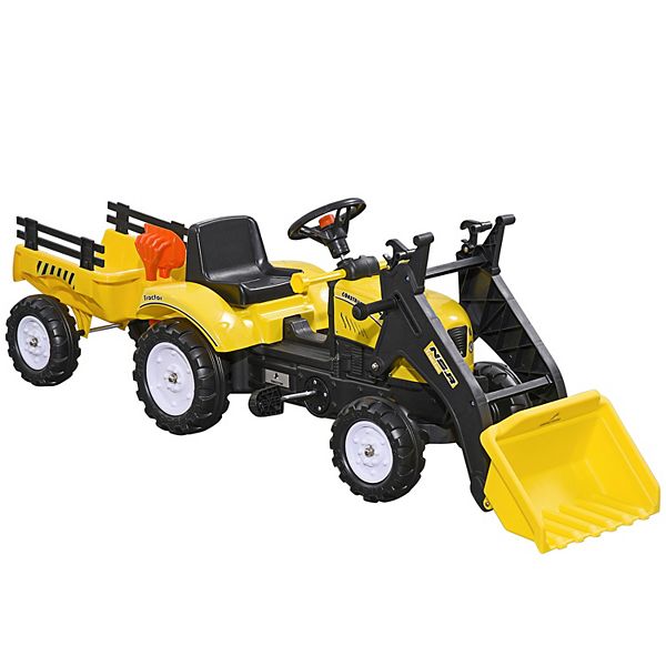 Aosom Ride-on Kids Bulldozer With Real Working Dirt Bucket, Yellow Aosom