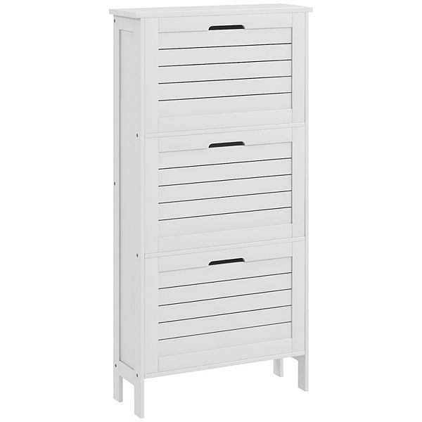 Homcom Modern Shoe Cabinet With 3 Flip Drawers For 6 Pairs Of Shoes White HomCom