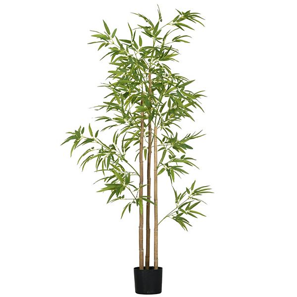 6' Artificial Bamboo Tree, Potted Indoor Outdoor Fake Plant For Home Office HomCom